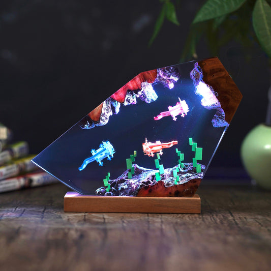 Axolotl Minecraft Resin lamp