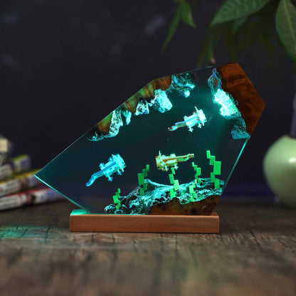 Axolotl Minecraft Resin lamp