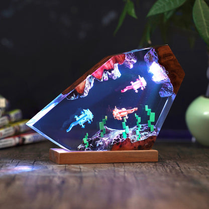 Axolotl Minecraft Resin lamp