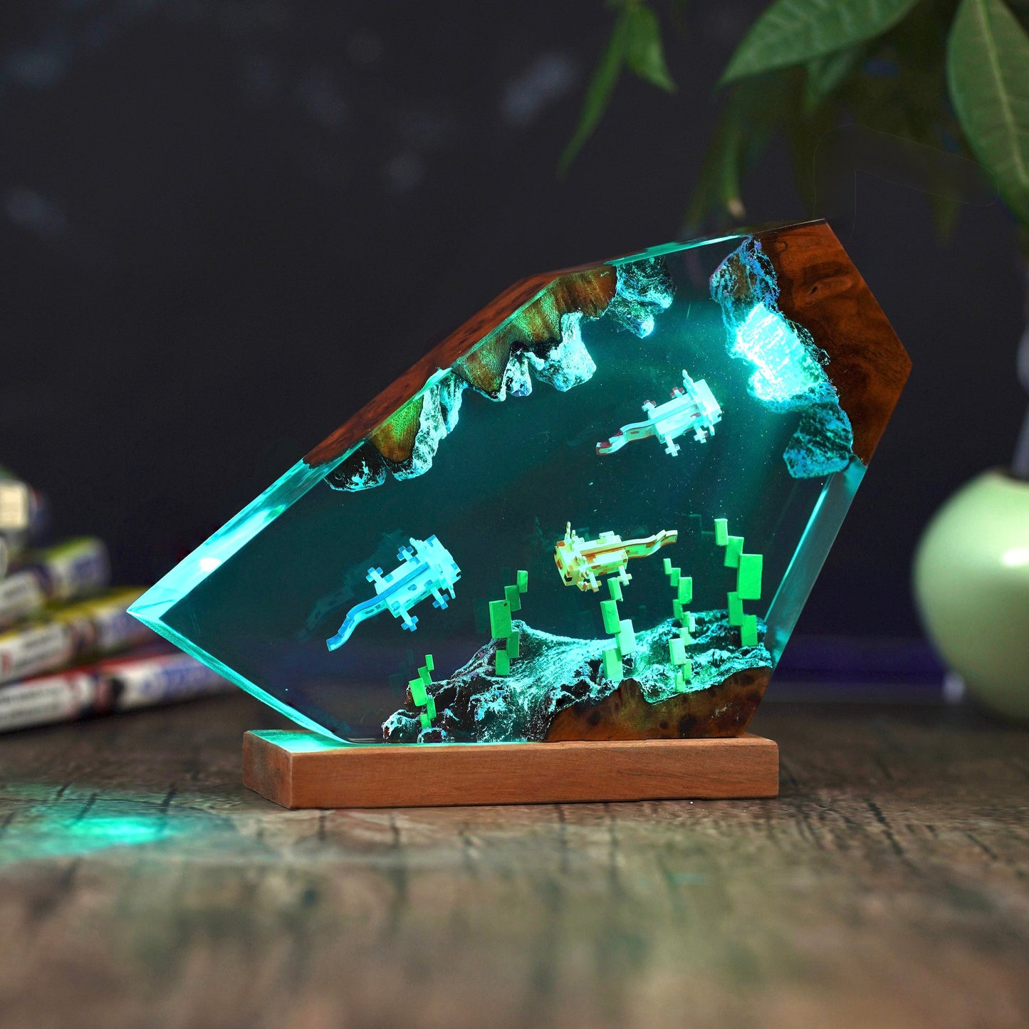 Axolotl Minecraft Resin lamp