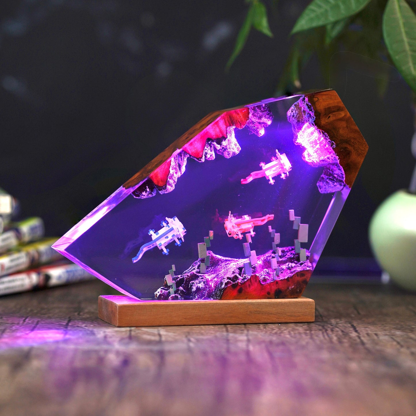Axolotl Minecraft Resin lamp