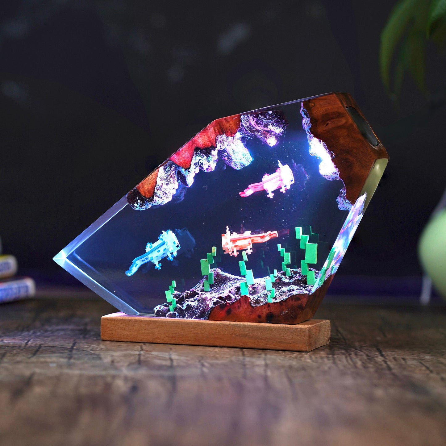 Axolotl Minecraft Resin lamp