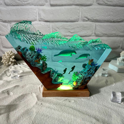 Whale Diver Epoxy Resin Lamp