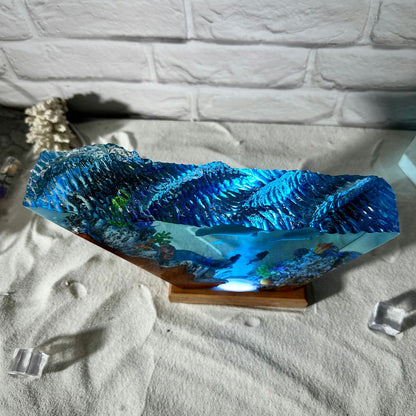 Whale Diver Epoxy Resin Lamp