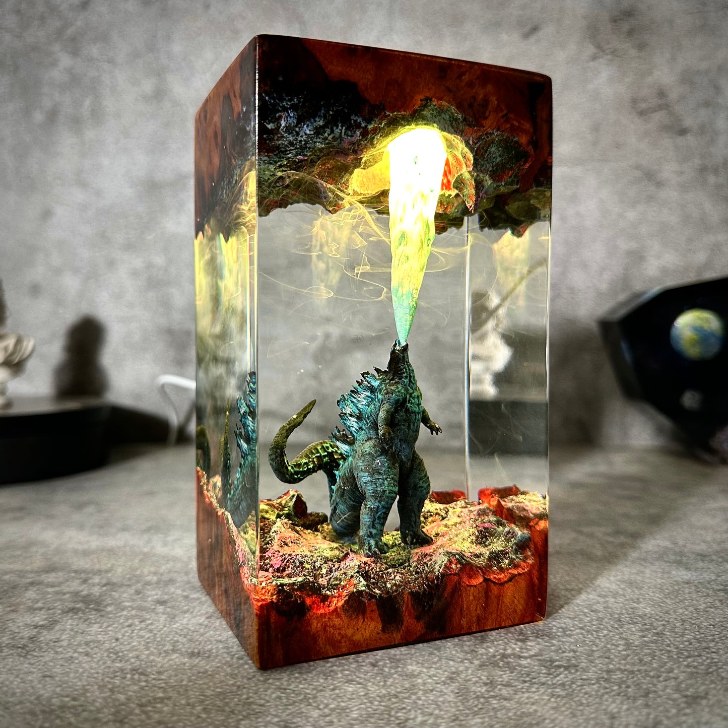 Godzilla Epoxy Resin Lamp