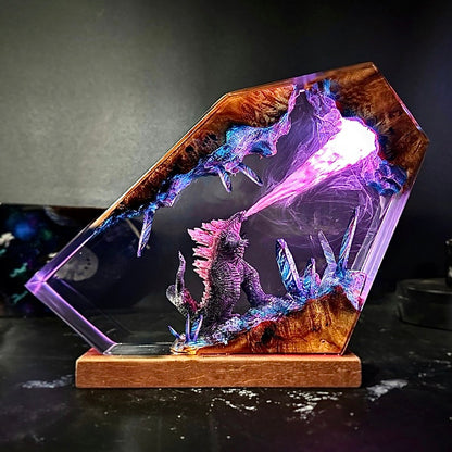 Amazing Gozilla Atomic breath city resin lamp