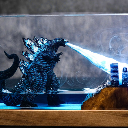 Godzilla Epoxy Resin Lamp