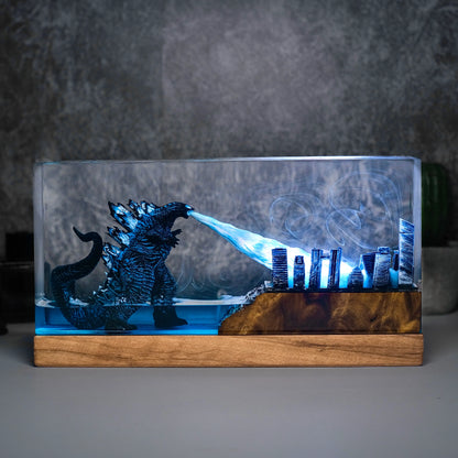 Godzilla Epoxy Resin Lamp