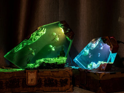 Fire Dragon and Ice Dragon Resin Lamp