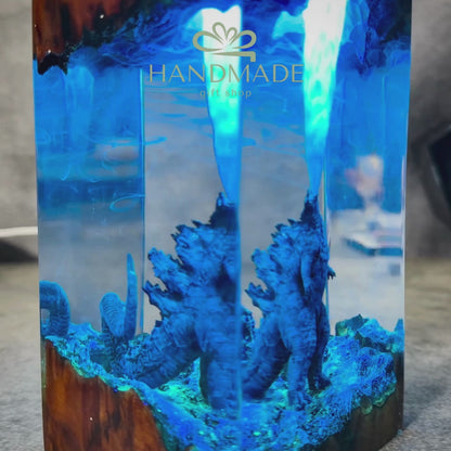 Godzilla Epoxy Resin Lamp